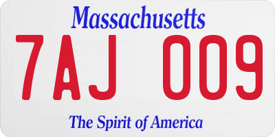 MA license plate 7AJ009
