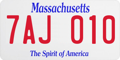 MA license plate 7AJ010