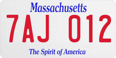 MA license plate 7AJ012