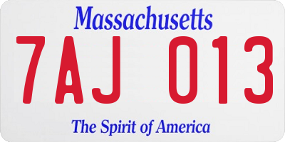 MA license plate 7AJ013