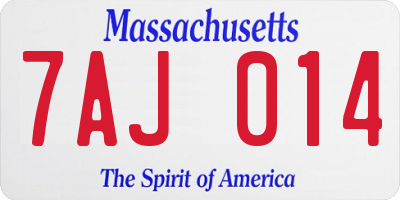 MA license plate 7AJ014