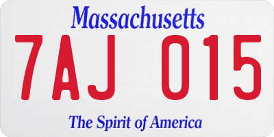 MA license plate 7AJ015