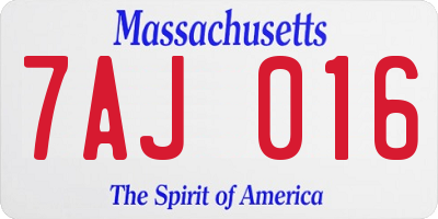 MA license plate 7AJ016