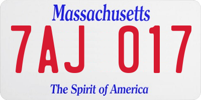 MA license plate 7AJ017