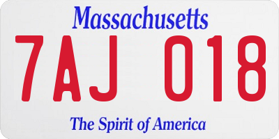 MA license plate 7AJ018