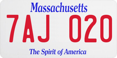 MA license plate 7AJ020