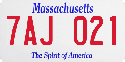 MA license plate 7AJ021
