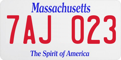 MA license plate 7AJ023