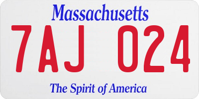 MA license plate 7AJ024