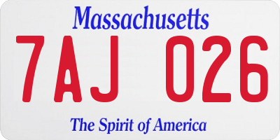 MA license plate 7AJ026