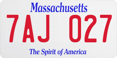 MA license plate 7AJ027