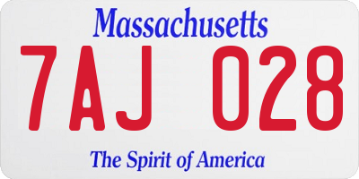 MA license plate 7AJ028