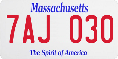 MA license plate 7AJ030