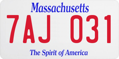 MA license plate 7AJ031
