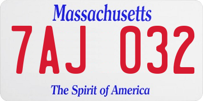 MA license plate 7AJ032