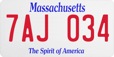 MA license plate 7AJ034