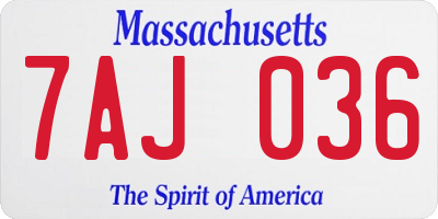 MA license plate 7AJ036