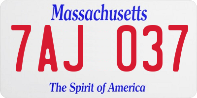 MA license plate 7AJ037