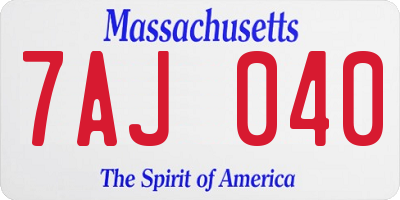 MA license plate 7AJ040