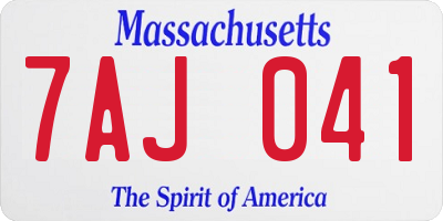 MA license plate 7AJ041