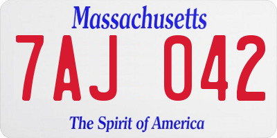 MA license plate 7AJ042