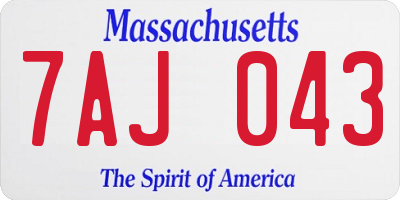 MA license plate 7AJ043