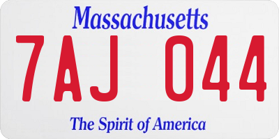 MA license plate 7AJ044
