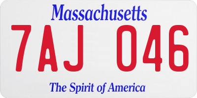 MA license plate 7AJ046