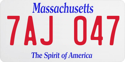 MA license plate 7AJ047