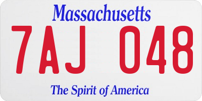 MA license plate 7AJ048
