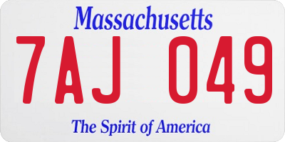 MA license plate 7AJ049
