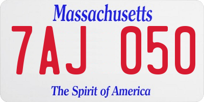 MA license plate 7AJ050