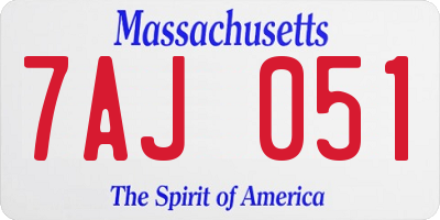 MA license plate 7AJ051