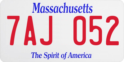 MA license plate 7AJ052