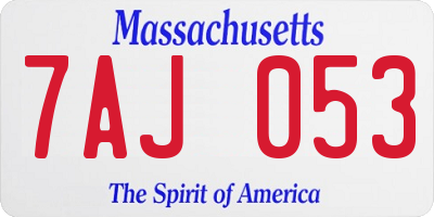 MA license plate 7AJ053