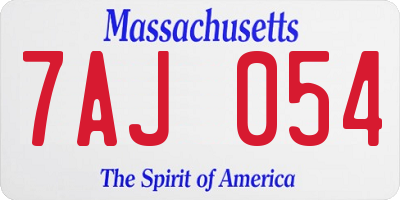 MA license plate 7AJ054