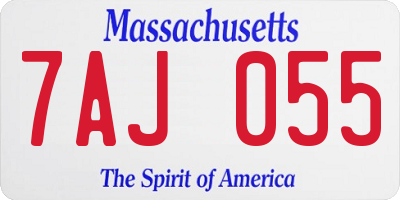 MA license plate 7AJ055