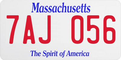 MA license plate 7AJ056