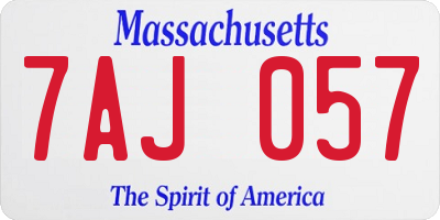 MA license plate 7AJ057