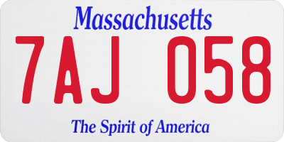 MA license plate 7AJ058