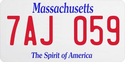 MA license plate 7AJ059