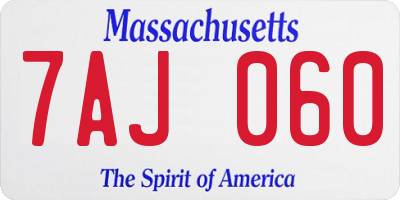 MA license plate 7AJ060