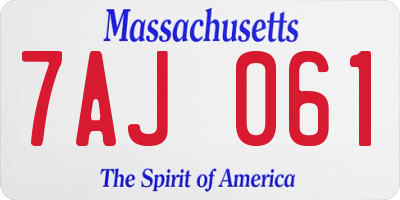 MA license plate 7AJ061