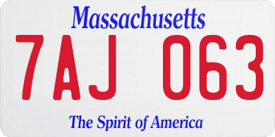 MA license plate 7AJ063