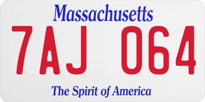MA license plate 7AJ064