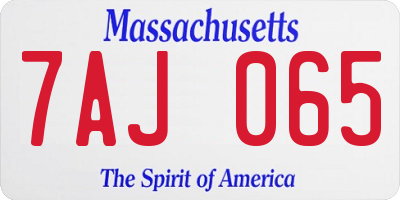 MA license plate 7AJ065