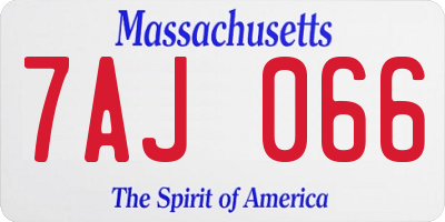 MA license plate 7AJ066