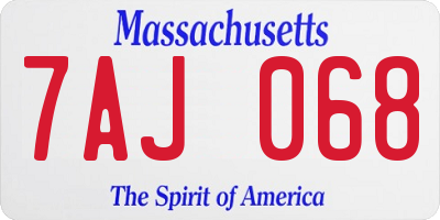 MA license plate 7AJ068
