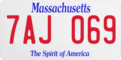 MA license plate 7AJ069