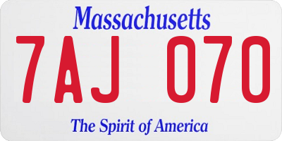 MA license plate 7AJ070